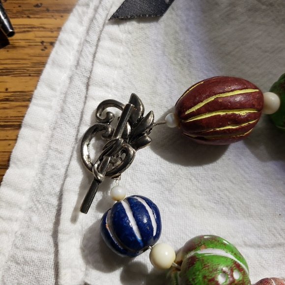 Beautiful Chunky, big and fun handmade BOHO Ceramic Clay Necklace - Picture 5 of 5